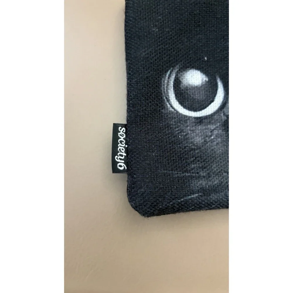Society6 Black Cat Face Makeup Bag Zipper Pouch 7 in x 4 in Black Big Eyes